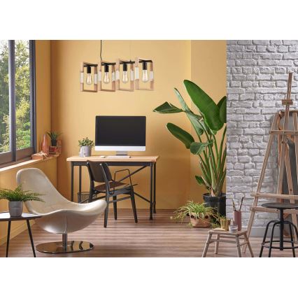 Люстра на тросе SERIES 4xE27/11W/230V дерево/черная