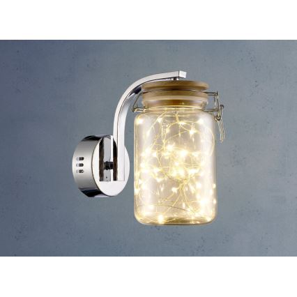 Світлодіодна лампа SHOCK LED/5W/230V глянцевий хром/дерево