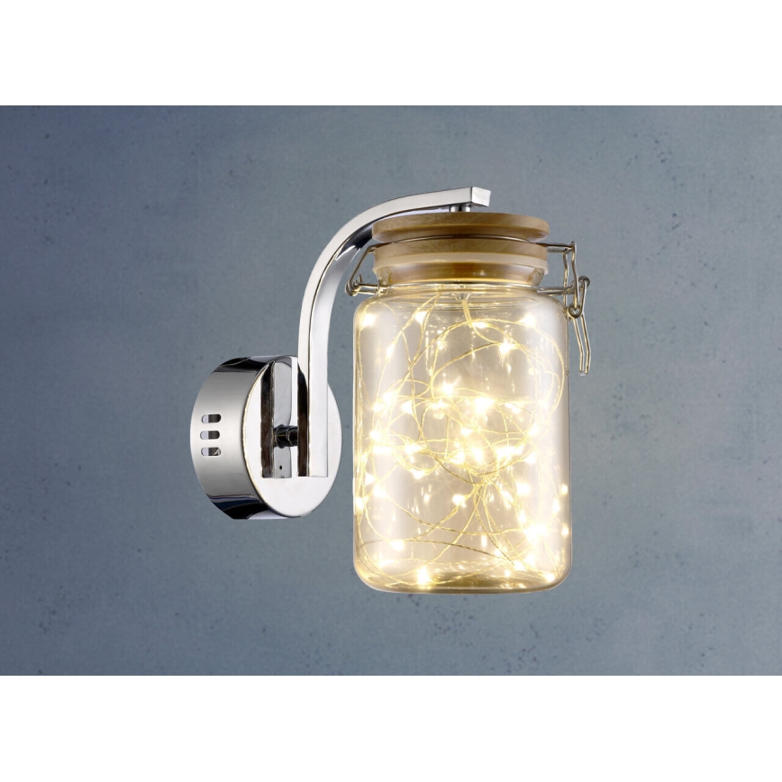 Світлодіодна лампа SHOCK LED/5W/230V глянцевий хром/дерево