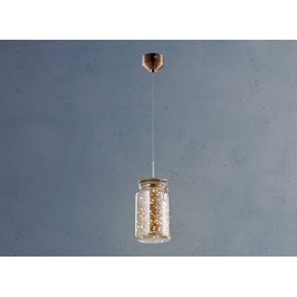 Світлодіодна люстра на тросі JAR LED/5W/230V мідь/дерево