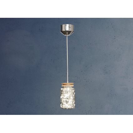 Підвісна люстра SHOCK LED/5W/230V глянцевий хром/дерево