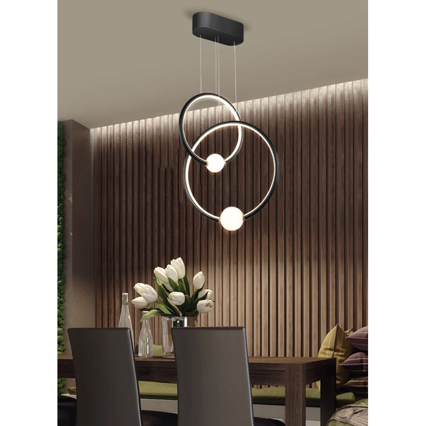 Світлодіодна регульована люстра на тросі LIV LED/50W/230V чорна + дистанційне керування