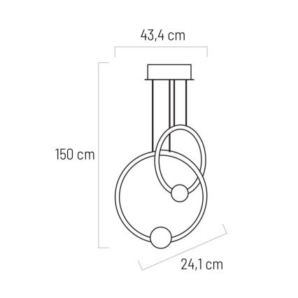 Світлодіодна регульована люстра на тросі LIV LED/50W/230V чорна + дистанційне керування