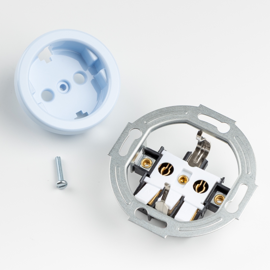 Kliklap - Двойная домашняя ретро-розетка со рамкой SCHUKO 230V синяя