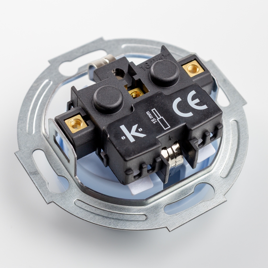 Kliklap - Двойная домашняя ретро-розетка со рамкой SCHUKO 230V синяя