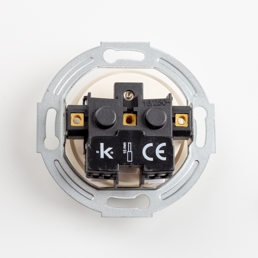 Kliklap - Двойная ретро-розетка для дома с рамкой, 230 В, бежевая