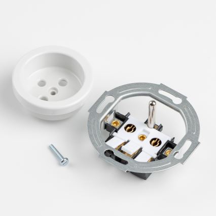 Kliklap - двойная ретро-розетка для дома с рамкой, 230 В, снежно-белая