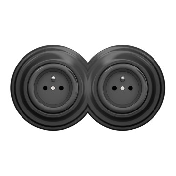 Kliklap - Двойная ретро-розетка для дома с рамкой 230V антрацит