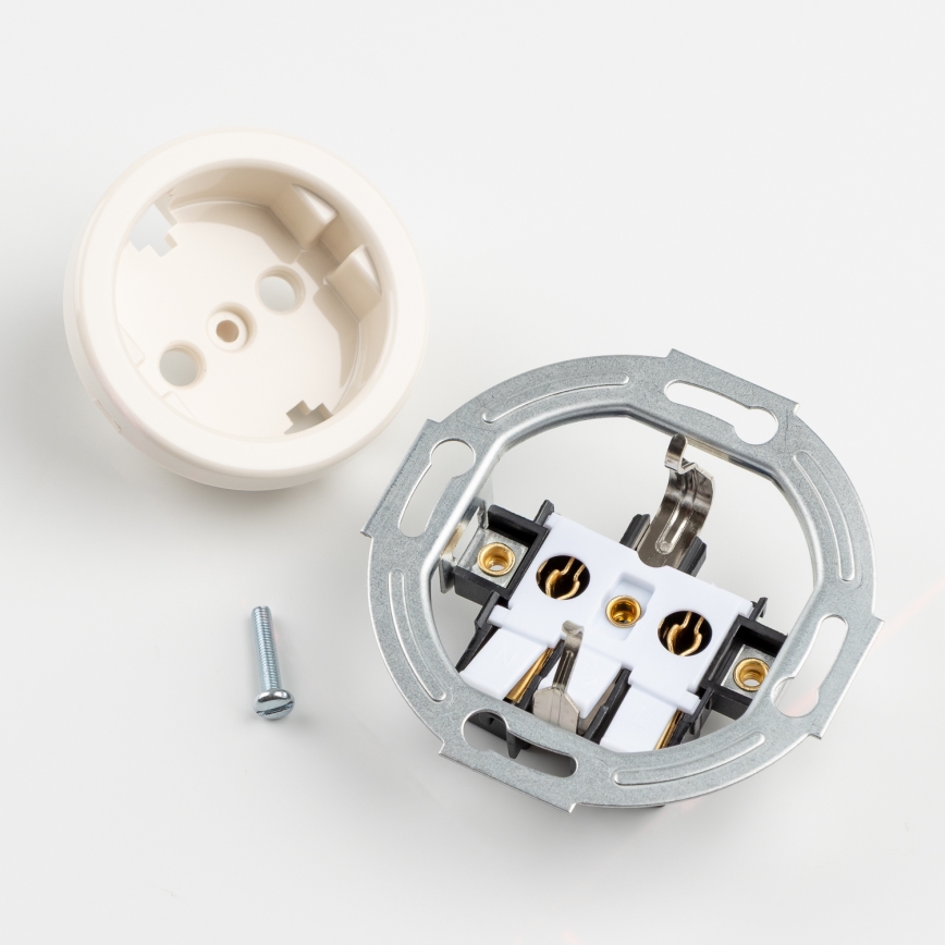 Kliklap - Двойная ретро-розетка для дома с рамкой SCHUKO 230V/16A бежевого цвета