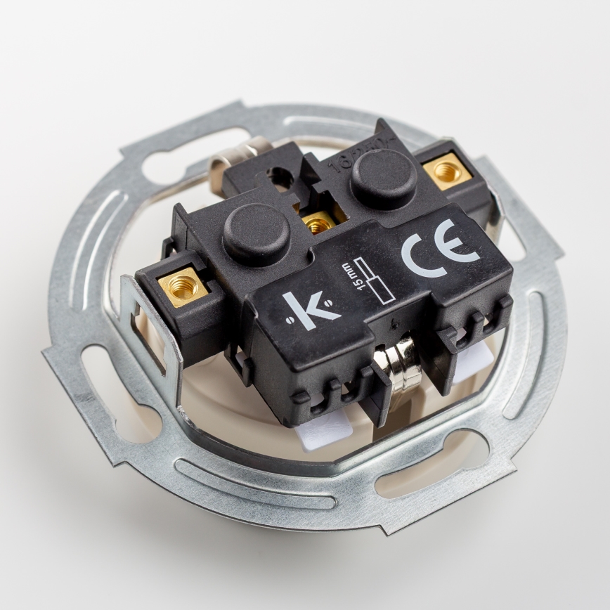 Kliklap - Двойная ретро-розетка для дома с рамкой SCHUKO 230V/16A бежевого цвета