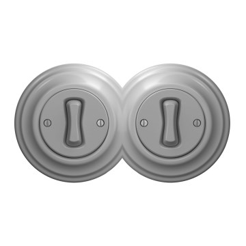 Kliklap - двойной ретро-однополюсный выключатель с рамкой №1, серый