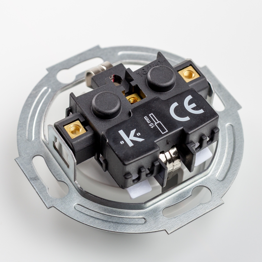 Kliklap - подвійна ретро-розетка для дому зі рамкою SCHUKO 230V/16A керамічна біла