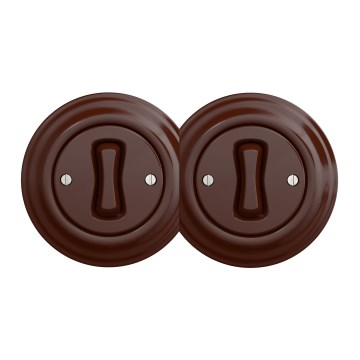 Kliklap - Подвійний ретро однополюсний вимикач із рамкою № 1, коричневий