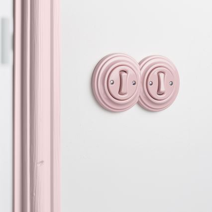 Kliklap - Подвійний ретро однополюсний вимикач з рамкою № 1 вінтажно-рожевий