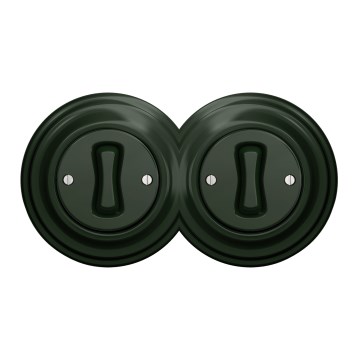 Kliklap - Подвійний ретро однополюсний вимикач з рамкою № 1, зелений