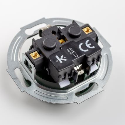 Kliklap - Потрійна побутова ретро-розетка у рамці SCHUKO 230 В зелена