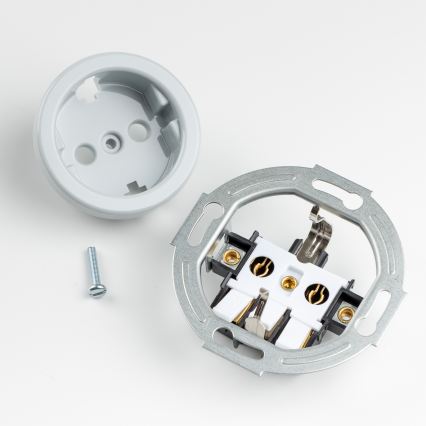 Kliklap - Потрійна ретро-розетка для будинку в рамці SCHUKO 230 В, сіра