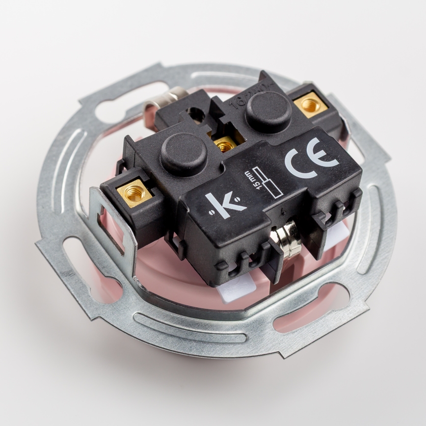 Kliklap - Потрійна ретро-розетка для дому в рамці SCHUKO 230 В, старо-рожева