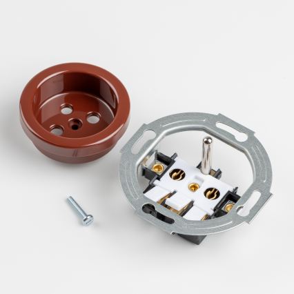Kliklap - Потрійна ретро-розетка для дому з рамкою 230V коричнева