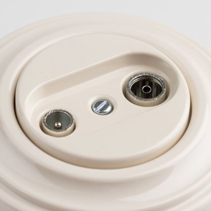 Kliklap - Retro абонентська розетка TV+R (прохідна) з рамкою, бежевого кольору