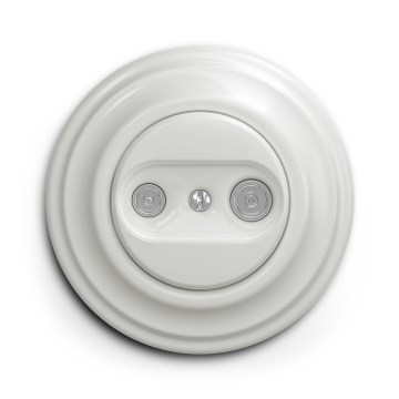 Kliklap - Retro абонентська розетка TV+R (прохідна) з рамкою, керамічна, біла