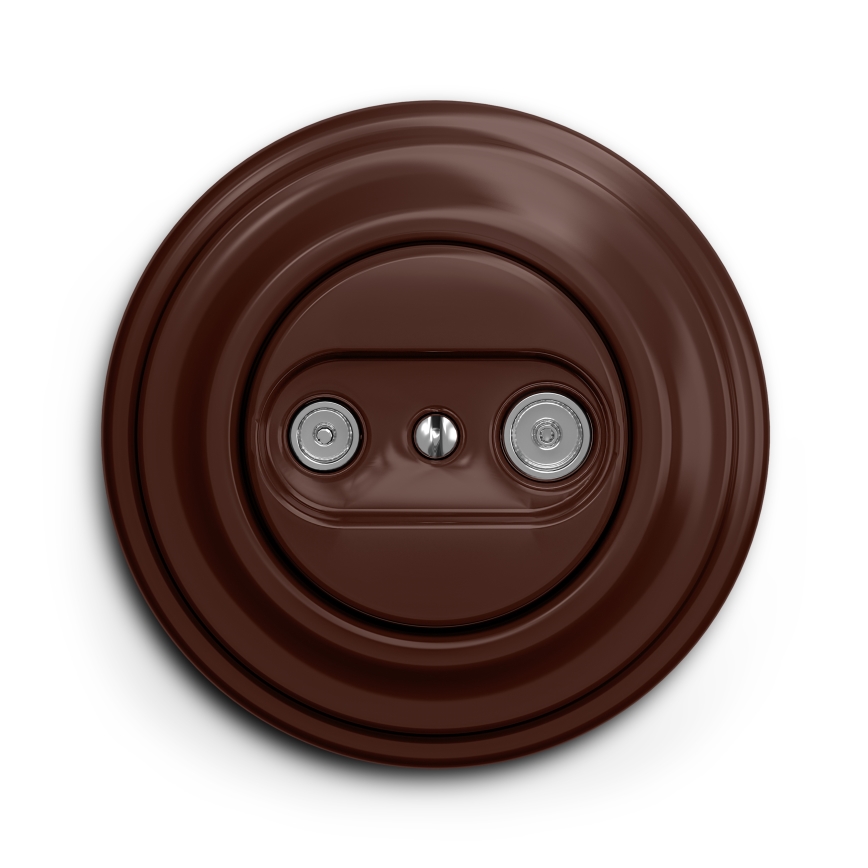 Kliklap - Ретро абонентська розетка TV+R (прохідна) з коричневою рамкою