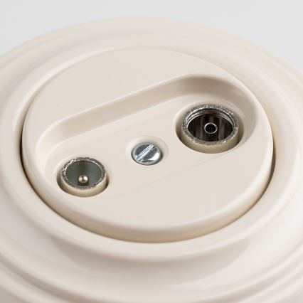 Kliklap - Ретро абонентская розетка TV+R (концевая) с рамкой, бежевая