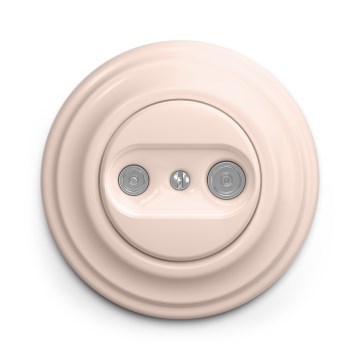 Kliklap - Ретро абонентская розетка ТВ+Р (концевая) с рамкой пыльно-розовая