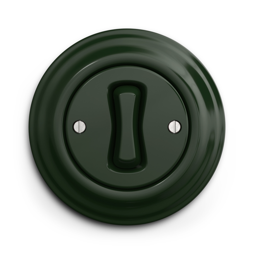 Kliklap - Ретро хрестовий вимикач із рамкою № 7 зелений