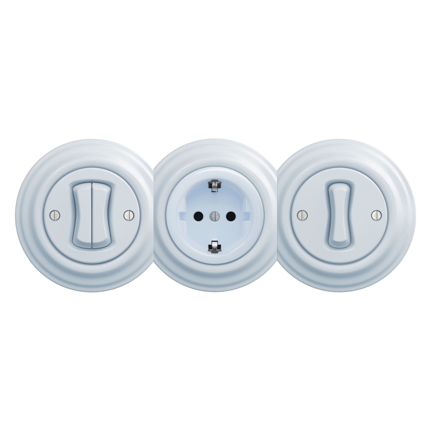 Kliklap - Ретро домашня розетка без рамки SCHUKO 230V/16A синя