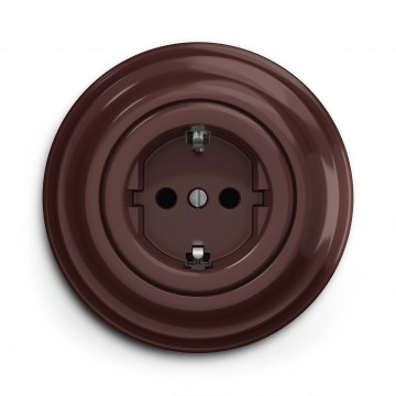 Kliklap - Ретро домашня розетка зі рамкою SCHUKO 230V/16A коричнева