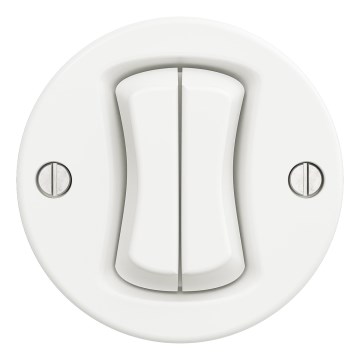 Kliklap - ретро двойная кнопка без рамки, снежно-белая