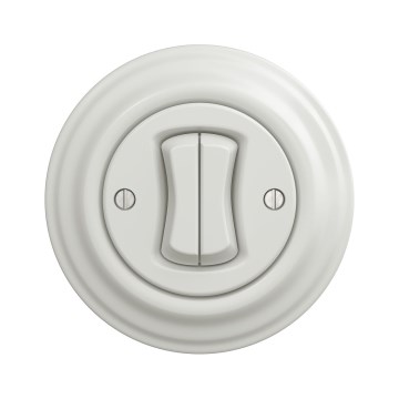 Kliklap - Ретро двойной лестничный выключатель с рамкой № 6+6, белый