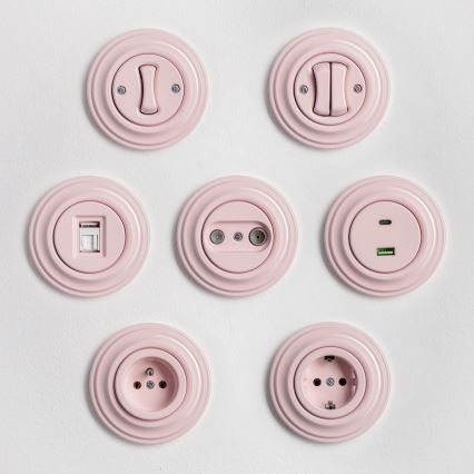 Kliklap - Ретро лестничный выключатель с рамкой № 6, пыльно-розовый