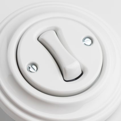 Kliklap - ретро-лестничный выключатель с рамкой № 6, снежно-белый