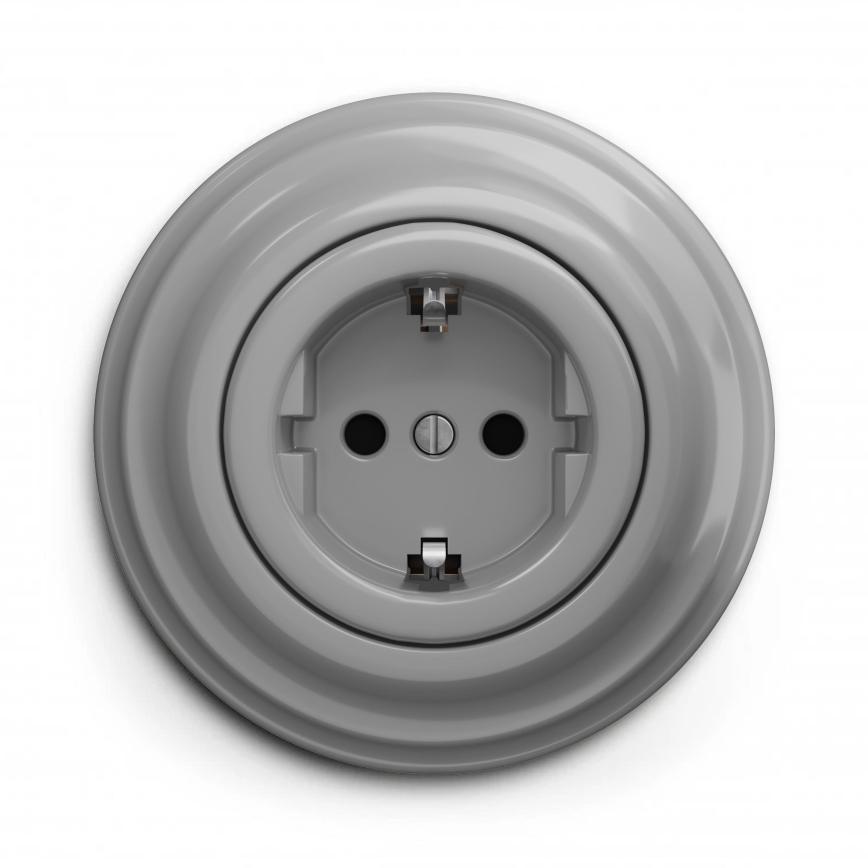 Kliklap - Ретро настінна розетка для дому зі рамкою SCHUKO 230V/16A, сіра
