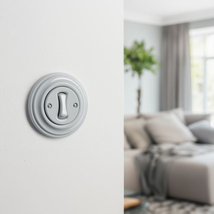 Kliklap - Retro однополюсний вимикач з рамкою № 1, сірий