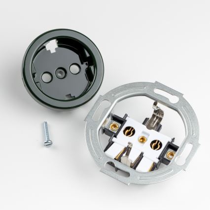 Kliklap - ретро однополюсний вимикач № 1 і розетка SCHUKO 230V у рамці, зелений