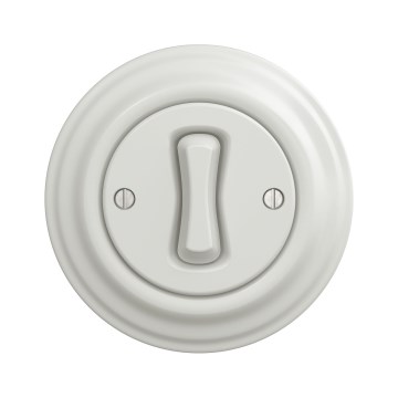 Kliklap - ретро однополюсный белый керамический выключатель с рамкой №1