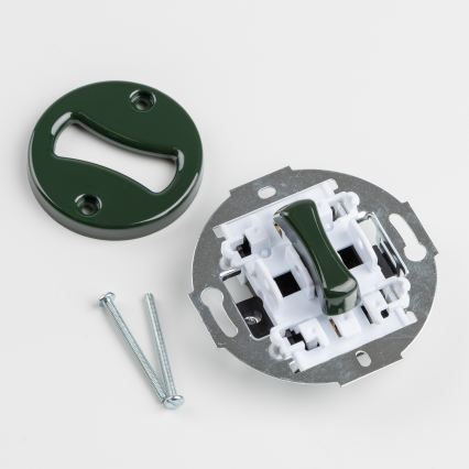 Kliklap - Ретро однополюсный выключатель с рамкой № 1 зелёный