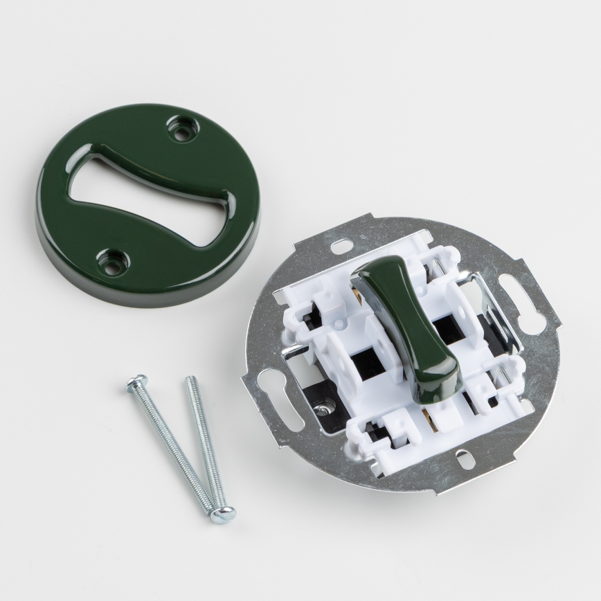 Kliklap - Ретро однополюсный выключатель с рамкой № 1 зелёный