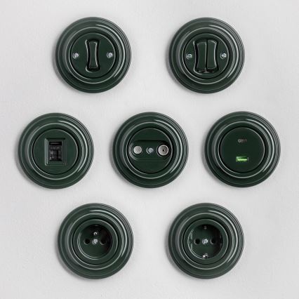 Kliklap - Ретро однополюсный выключатель с рамкой № 1 зелёный