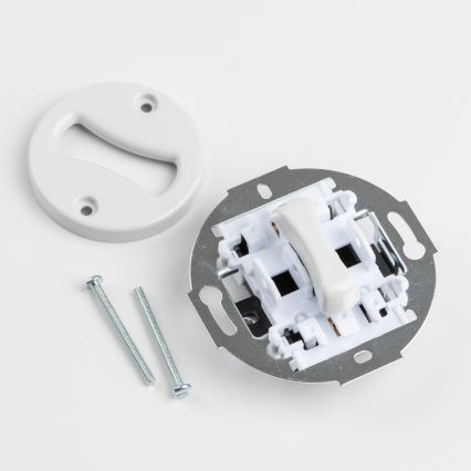 Kliklap - ретро однополюсный выключатель № 1 и розетка 230 В с рамкой, керамические, белые