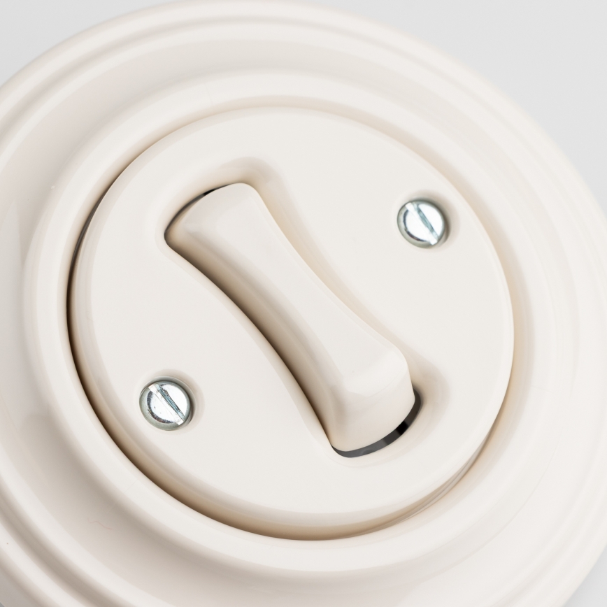 Kliklap - Ретро перехресний вимикач з рамкою № 7 бежевий