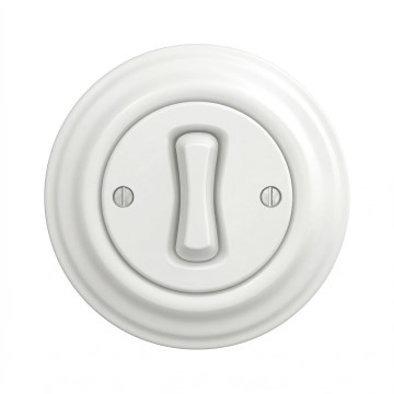 Kliklap - ретро перекрёстный выключатель с рамкой № 7, снежно-белый