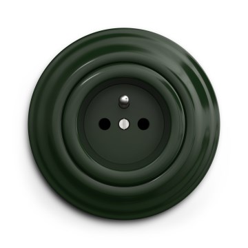 Kliklap - ретро побутова розетка з рамкою, 230 В, зелена