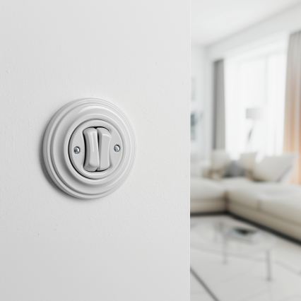 Kliklap - ретро подвійний білий керамічний вимикач з рамкою