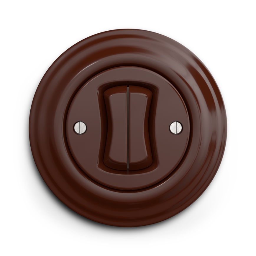 Kliklap - ретро подвійний сходовий вимикач з рамкою № 6+6, коричневий