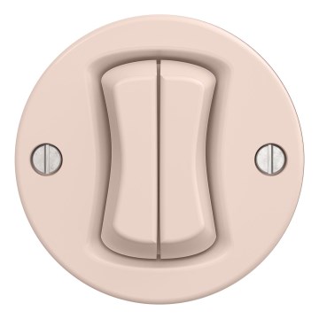 Kliklap - ретро подвійний сходовий вимикач без рамки ч. 6+6 старо-рожевий
