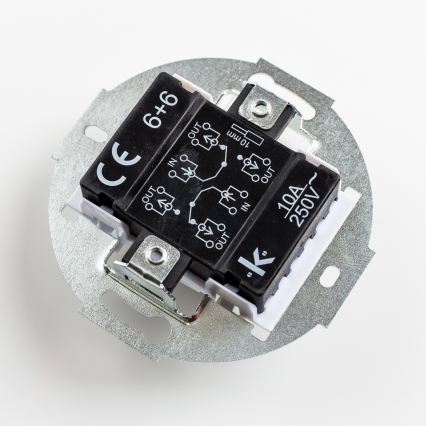 Kliklap - Ретро подвійний сходовий вимикач з рамкою № 6+6, антрацит